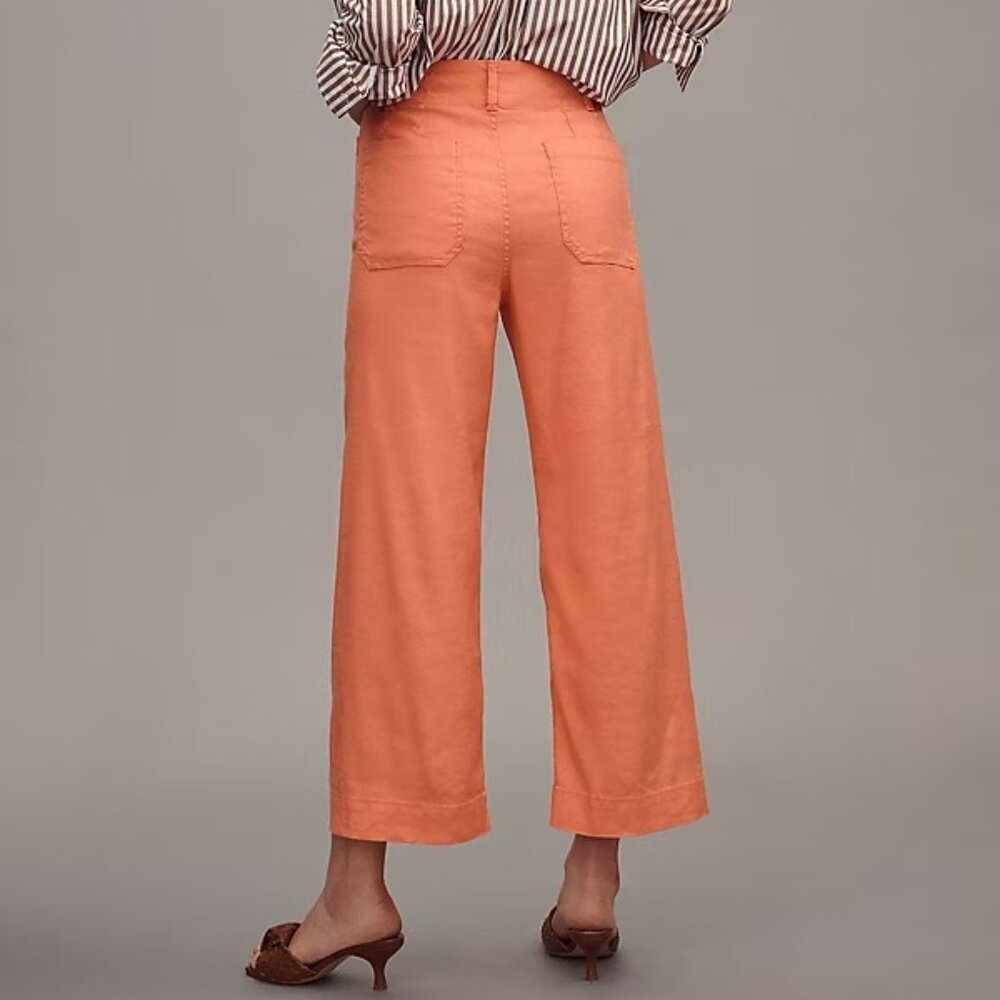Anthropologie The Colette Cropped Wide-Leg Pants by Maeve Linen Edition 29 - Picture 2 of 10